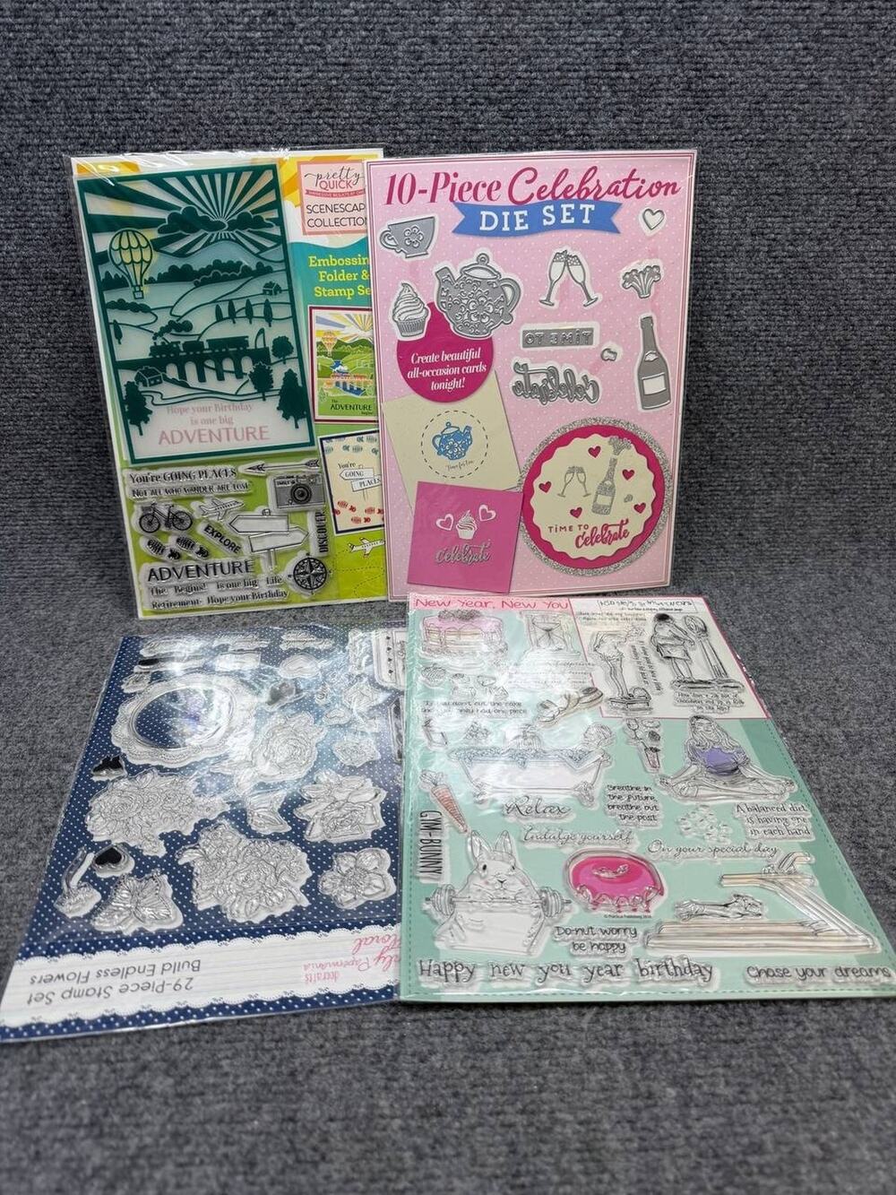 Celebration Craft Die & Stamp Bundle Hot Air Balloon Flowers Set